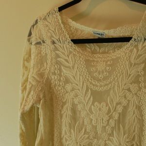 EXPRESS cream lace long sleeve